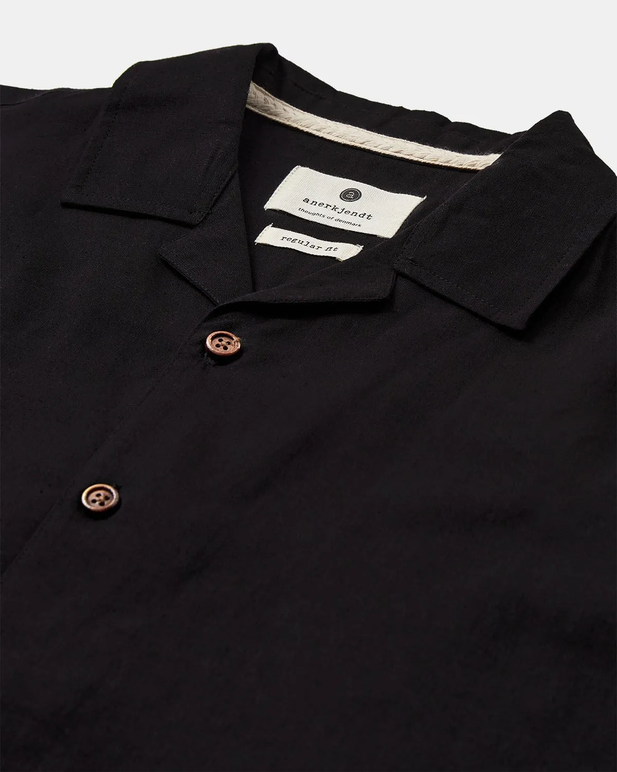 AKLEO S/S COT/LINEN SHIRT - Caviar sold by anerkjendt product image thumbnail 2