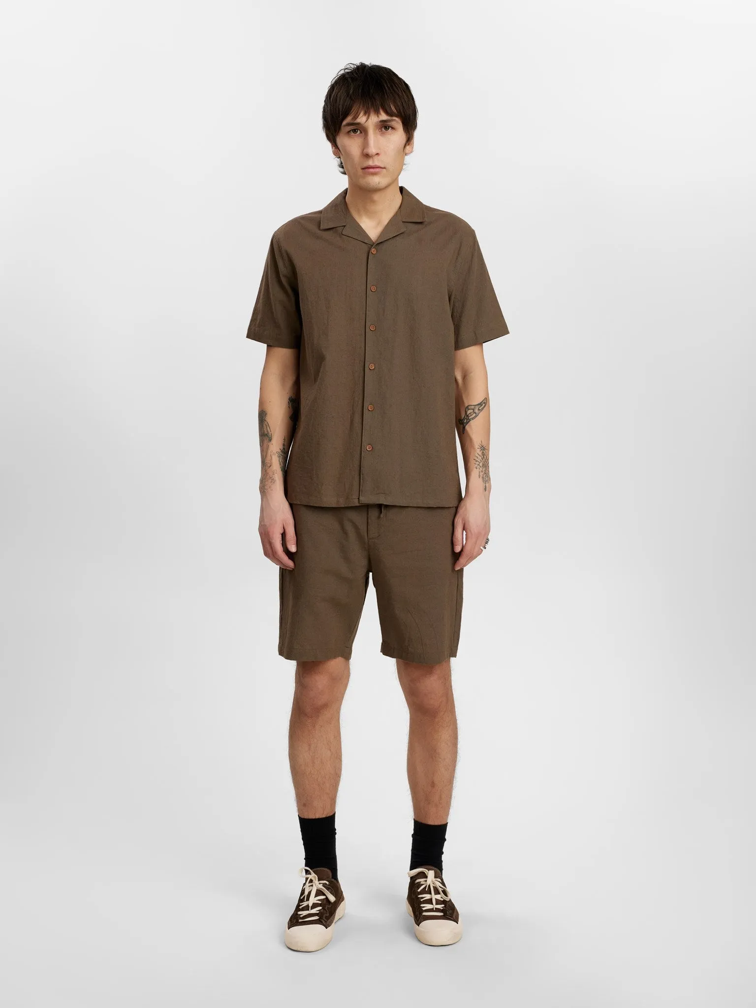 AKLEO S/S COT/LINEN SHIRT - Cub sold by anerkjendt product image thumbnail 3
