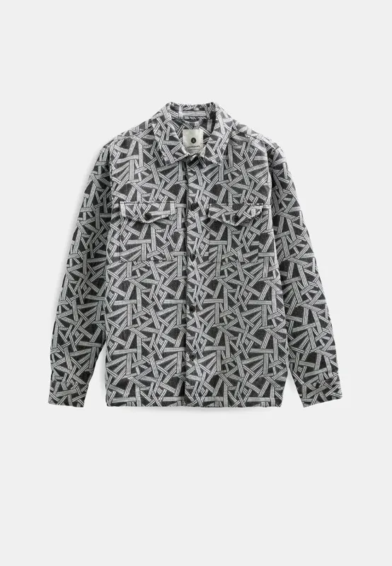 AKOSCAR JACQUARD2 OVERSHIRT - Glacier Gray sold by anerkjendt