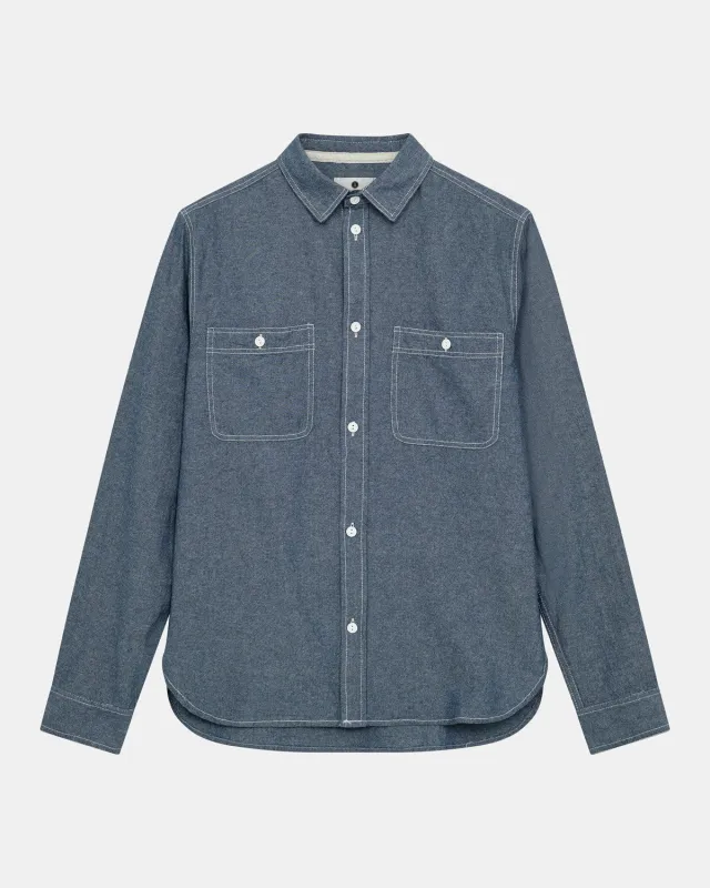 AKTHESHIRT L/S CHAMBRAY SHIRT - Sky Captain sold by anerkjendt