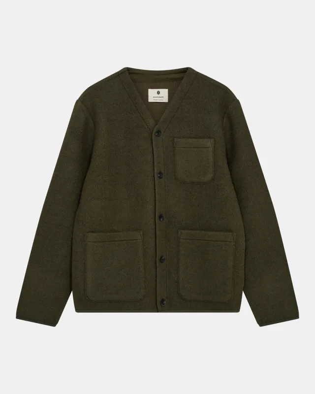 AKSIGURD BOILED WOOL OVERSHIRT - Forest night sold by anerkjendt
