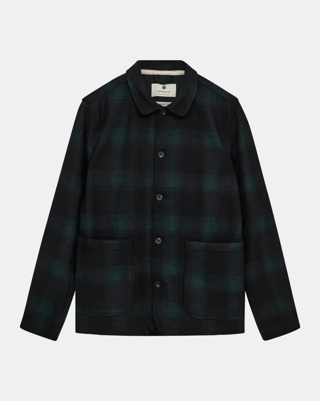AKOSCAR WOOLEN OVERSHIRT - Forest night sold by anerkjendt