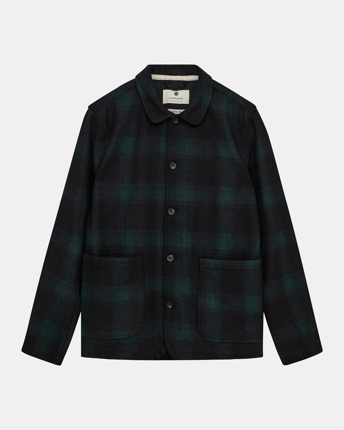 AKOSCAR WOOLEN OVERSHIRT - Forest night sold by anerkjendt