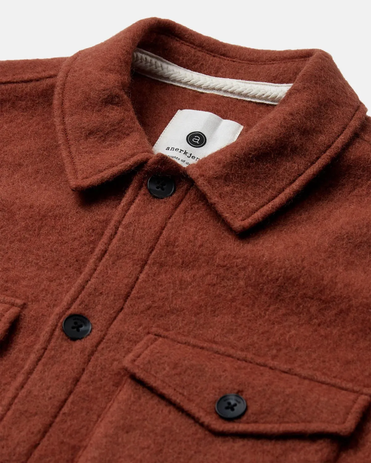 AKOSCAR BOILED WOOL OVERSHIRT - Chili Oil sold by anerkjendt product image thumbnail 3