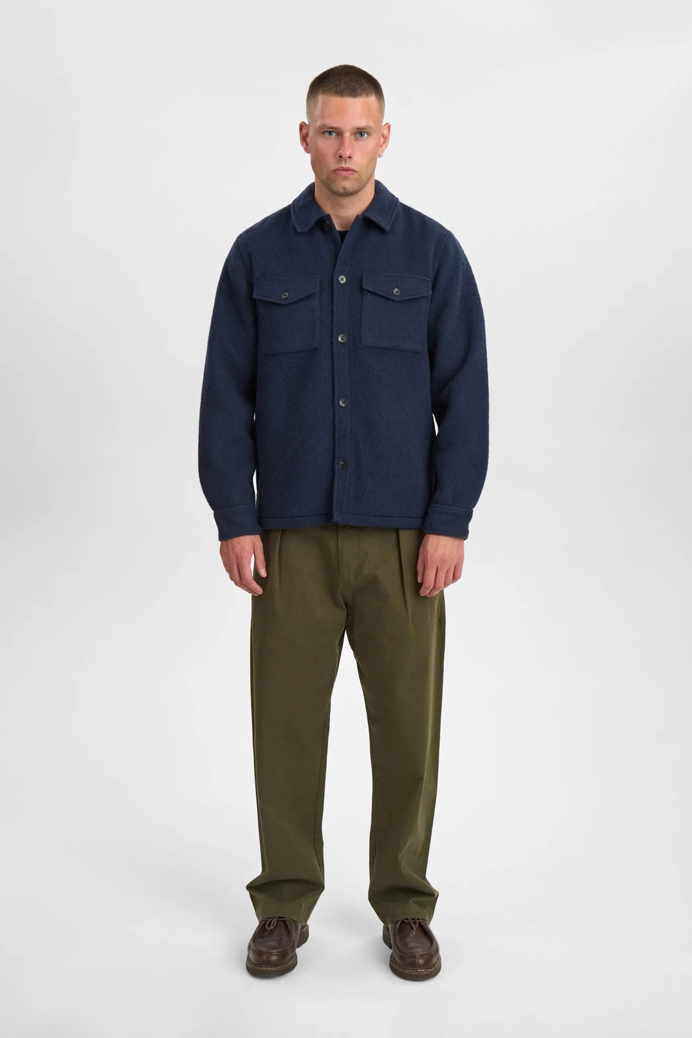 AKOSCAR BOILED WOOL OVERSHIRT - Sky Captain sold by anerkjendt product image thumbnail 4