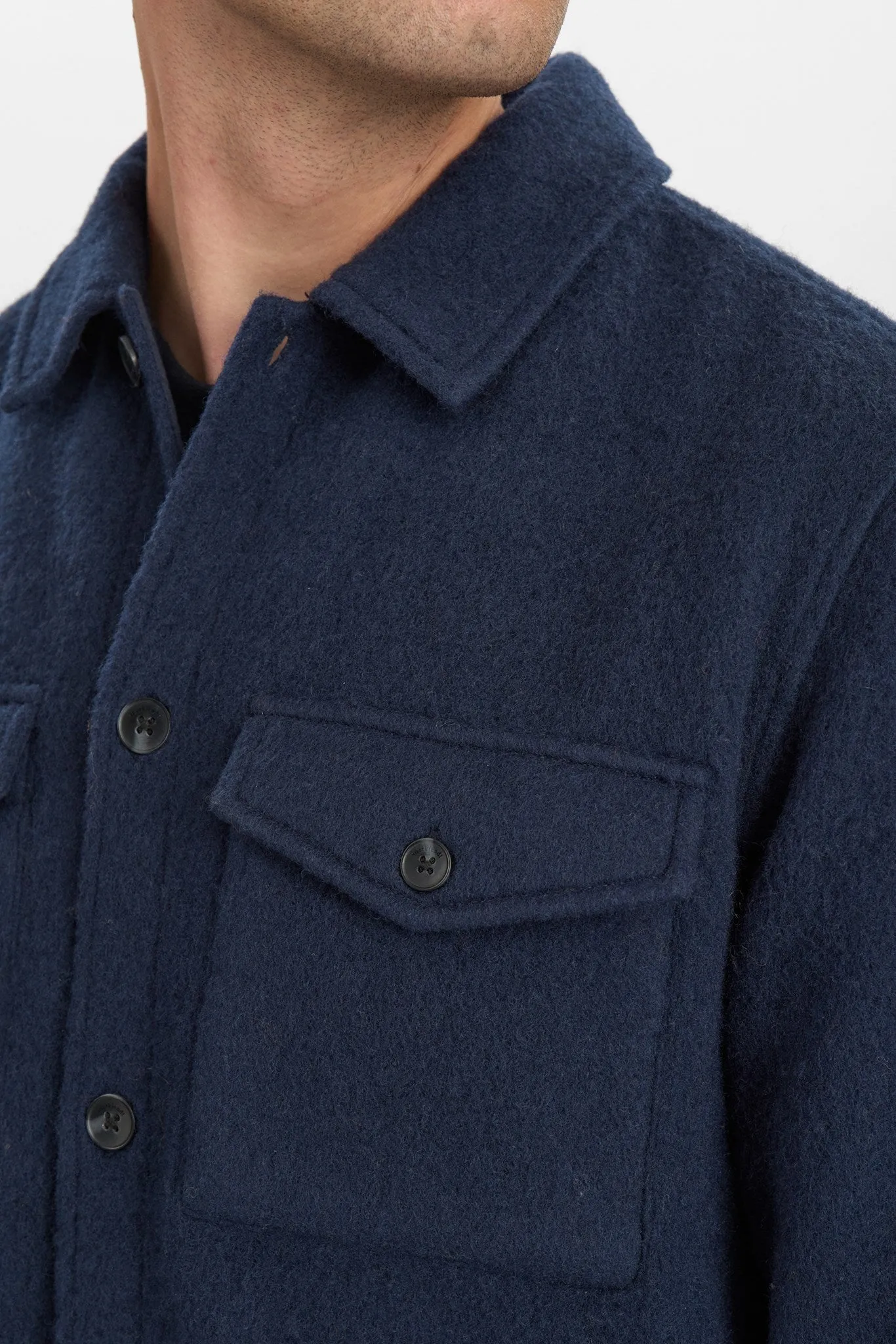 AKOSCAR BOILED WOOL OVERSHIRT - Sky Captain sold by anerkjendt product image thumbnail 3