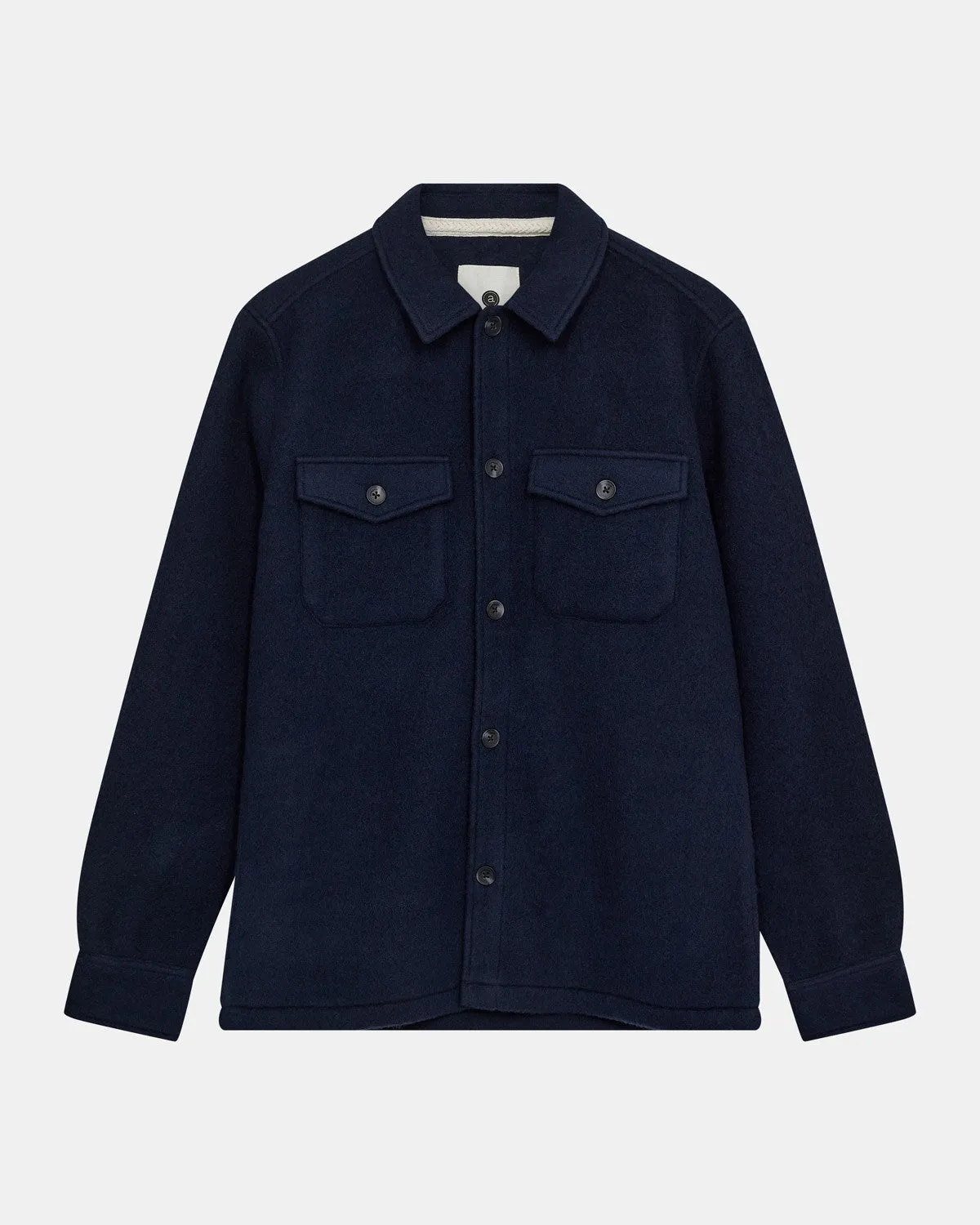 AKOSCAR BOILED WOOL OVERSHIRT - Sky Captain sold by anerkjendt
