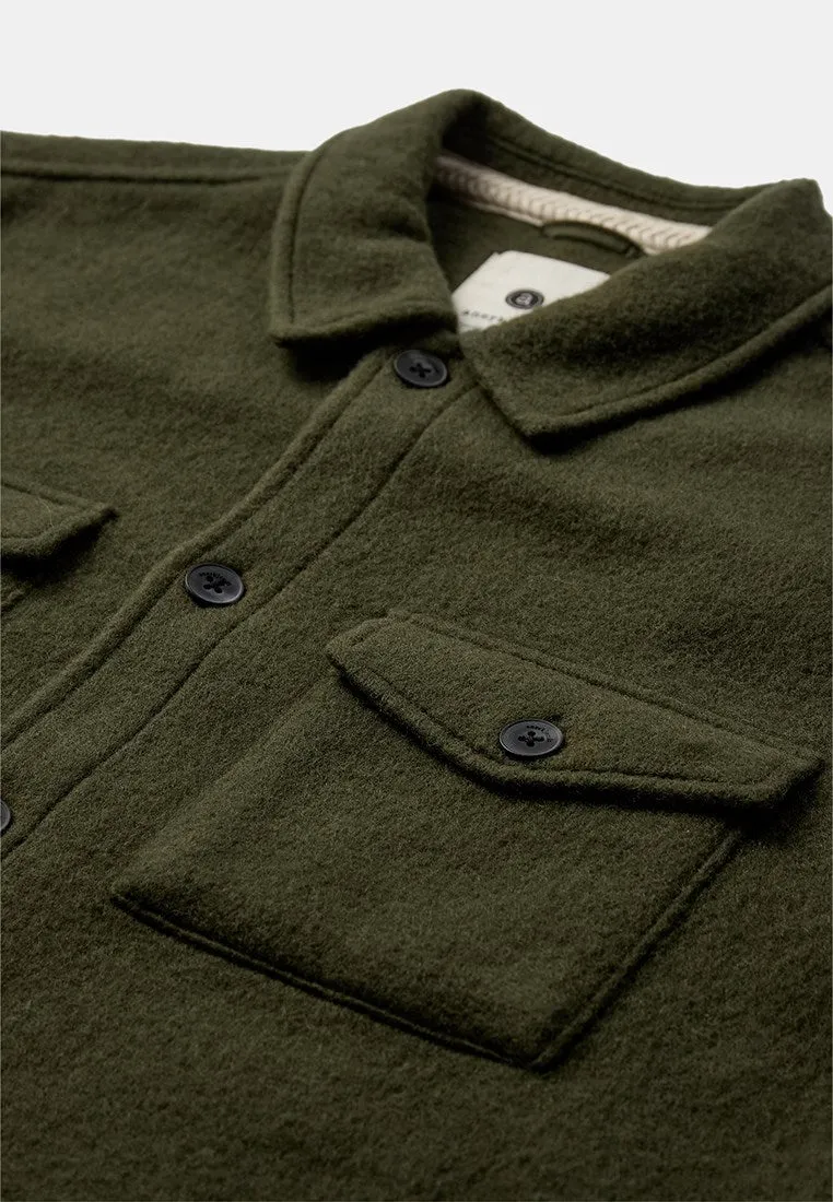 AKOSCAR BOILED WOOL OVERSHIRT - Forest night sold by anerkjendt product image thumbnail 3