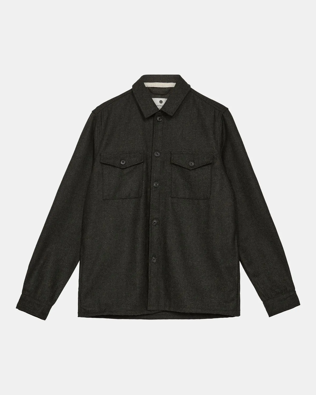AKOSCAR WOOL OVERSHIRT - Forest night sold by anerkjendt