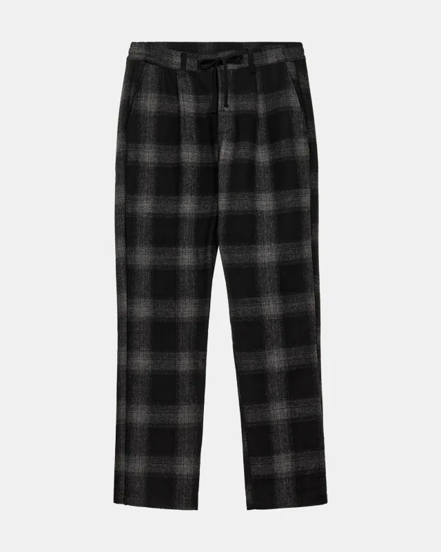 AKJAN PLEAT CHECK WOOL PANTS - Caviar sold by anerkjendt