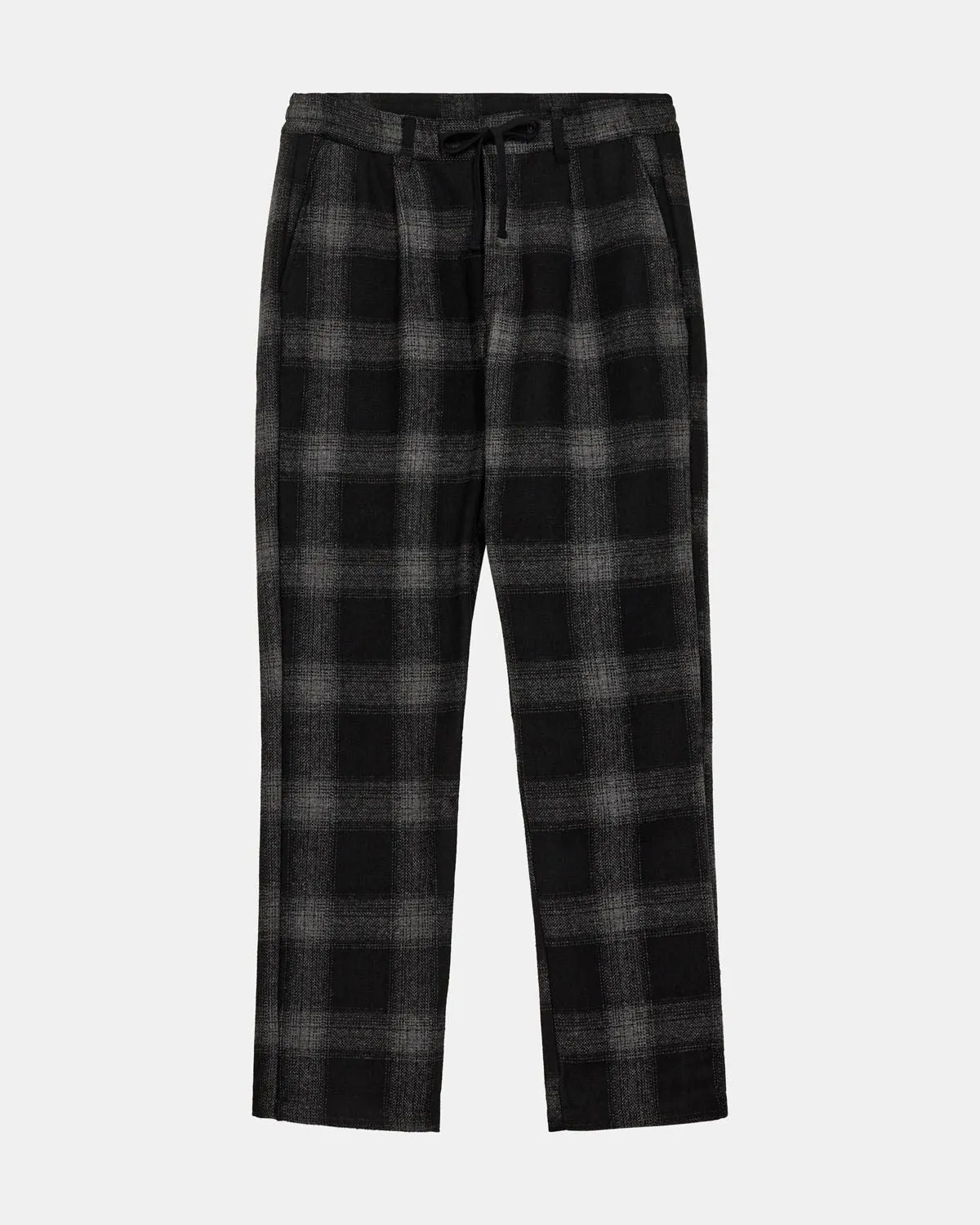 AKJAN PLEAT CHECK WOOL PANTS - Caviar sold by anerkjendt