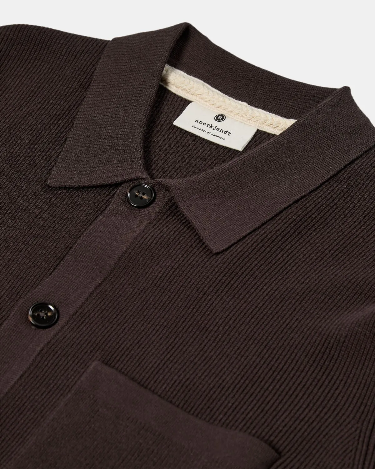 AKSVEND NEEDLE RIB KNIT CARDIGAN - Mulch sold by anerkjendt product image thumbnail 4