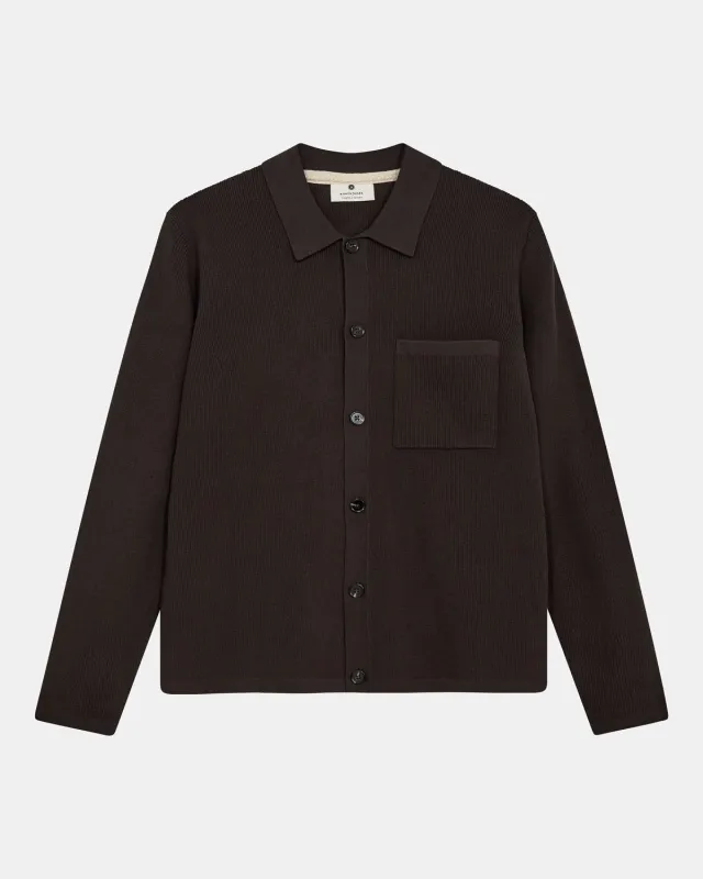 AKSVEND NEEDLE RIB KNIT CARDIGAN - Mulch sold by anerkjendt