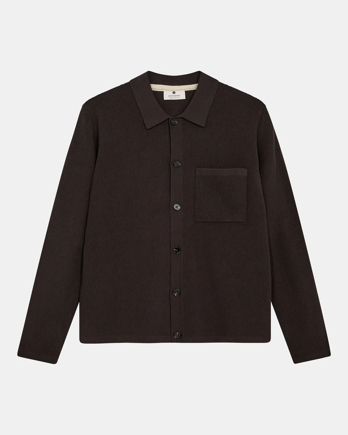 AKSVEND NEEDLE RIB KNIT CARDIGAN - Mulch sold by anerkjendt