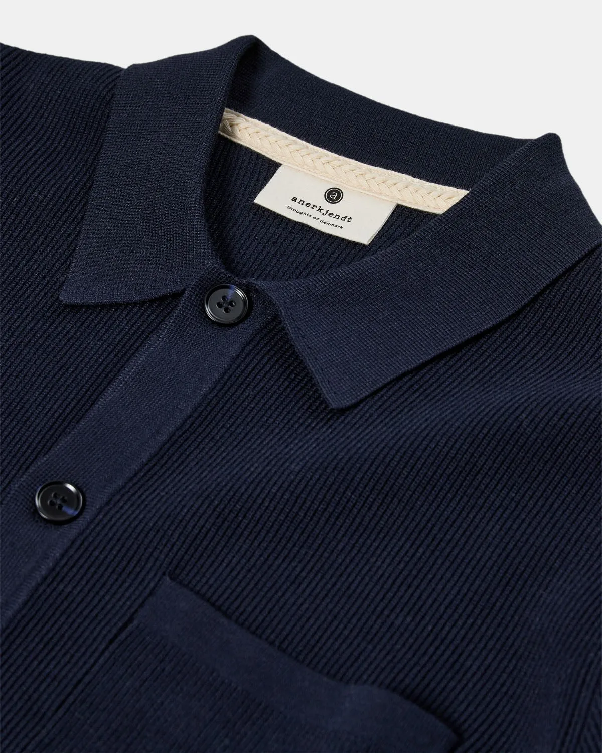 AKSVEND NEEDLE RIB KNIT CARDIGAN - Sky Captain sold by anerkjendt product image thumbnail 3