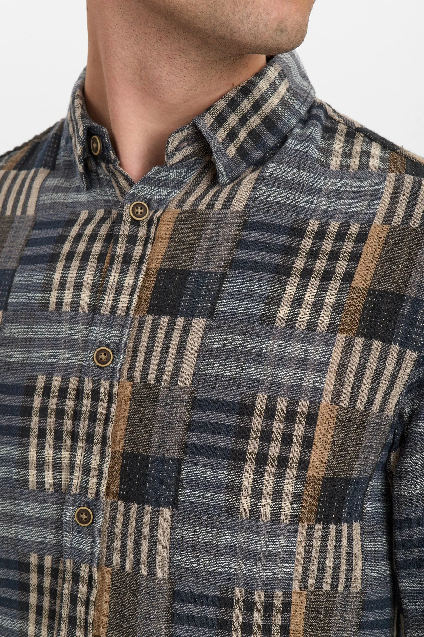 AKLEIF PATCWORK SHIRT - Sky Captain sold by anerkjendt product image thumbnail 4