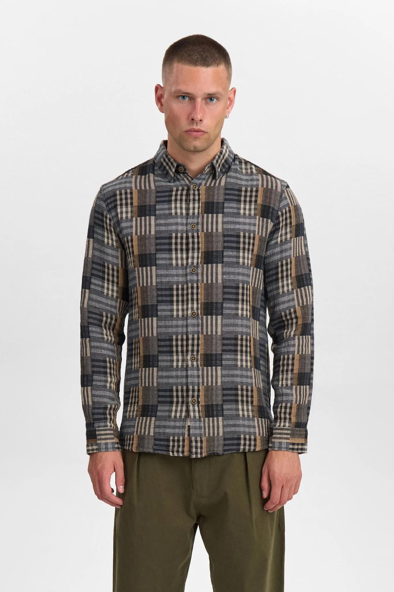 AKLEIF PATCWORK SHIRT - Sky Captain sold by anerkjendt product image thumbnail 2