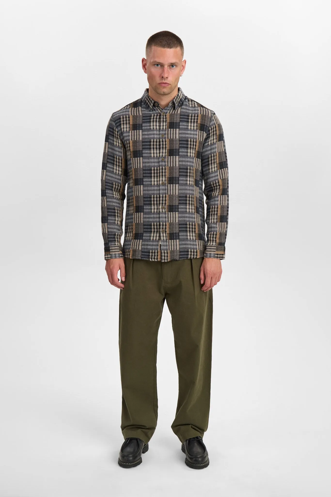 AKLEIF PATCWORK SHIRT - Sky Captain sold by anerkjendt product image thumbnail 3