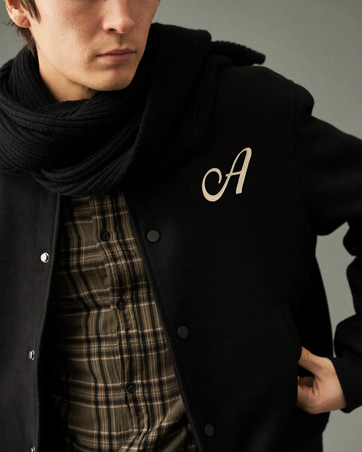 AKBERTIE WOOL BOMBER JACKET - Caviar sold by anerkjendt product image thumbnail 5