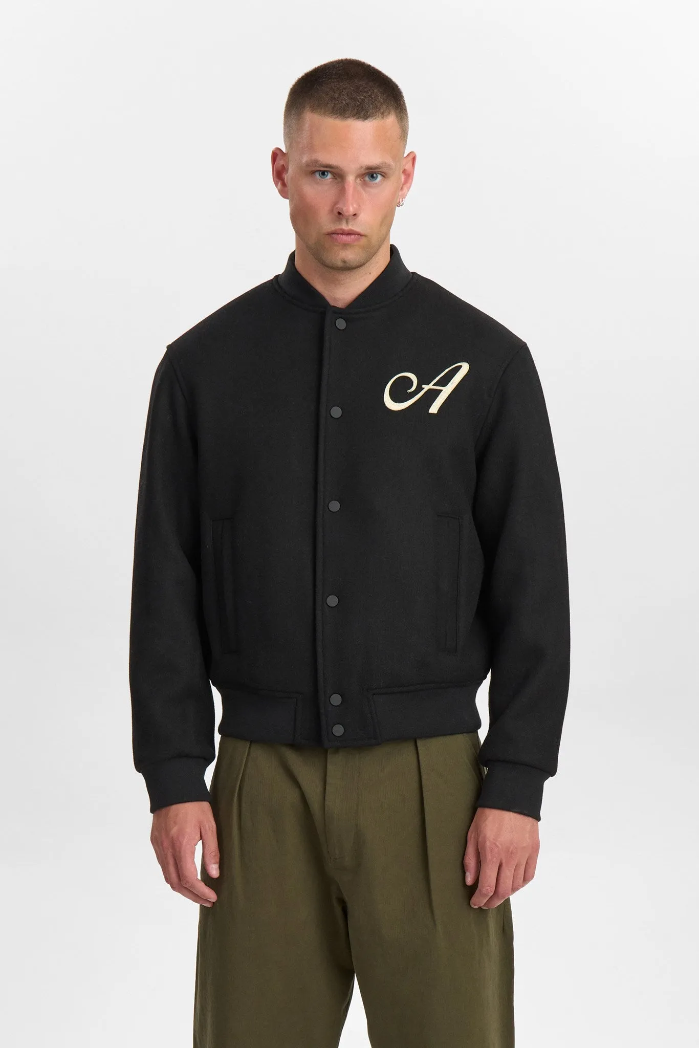 AKBERTIE WOOL BOMBER JACKET - Caviar sold by anerkjendt product image thumbnail 3