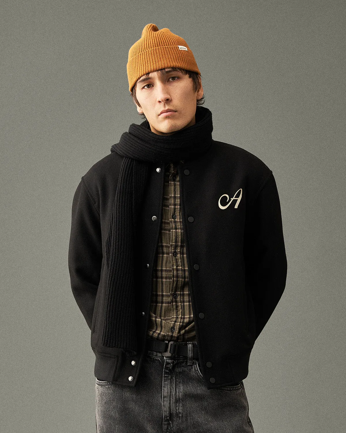AKBERTIE WOOL BOMBER JACKET - Caviar sold by anerkjendt product image thumbnail 2
