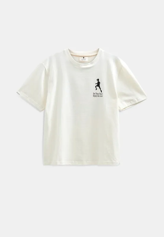 AKVILLADS RUNABLE PRINT S/S TEE - Tofu sold by anerkjendt