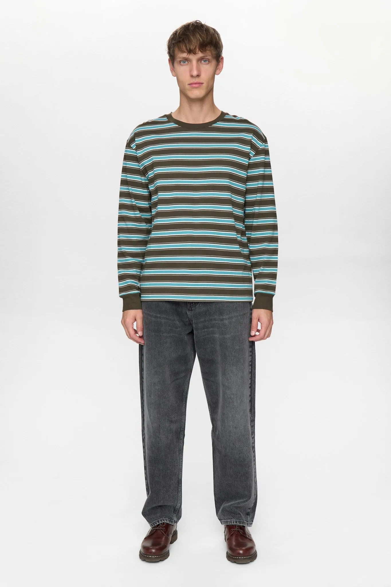AKVILLADS STRIPE L/S TEE - Forest night sold by anerkjendt product image thumbnail 5