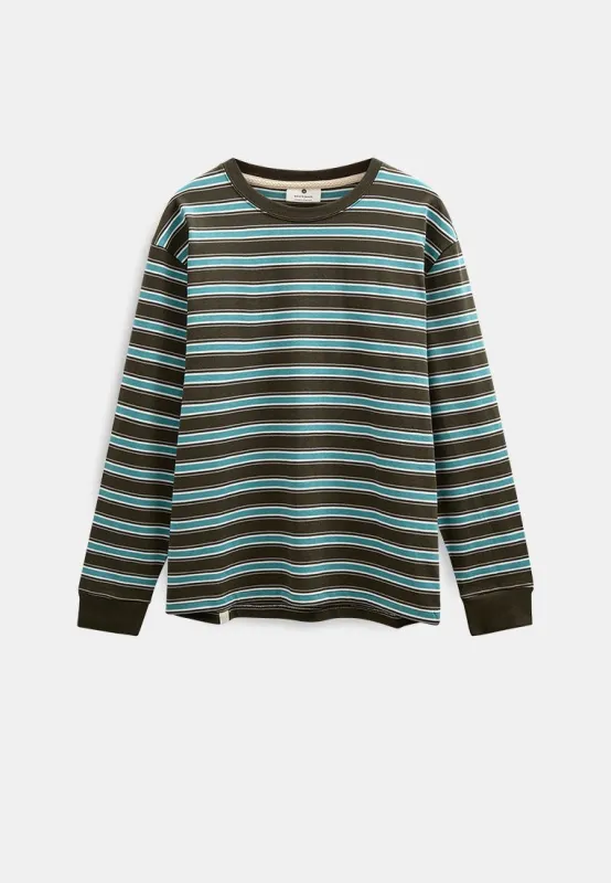 AKVILLADS STRIPE L/S TEE - Forest night sold by anerkjendt