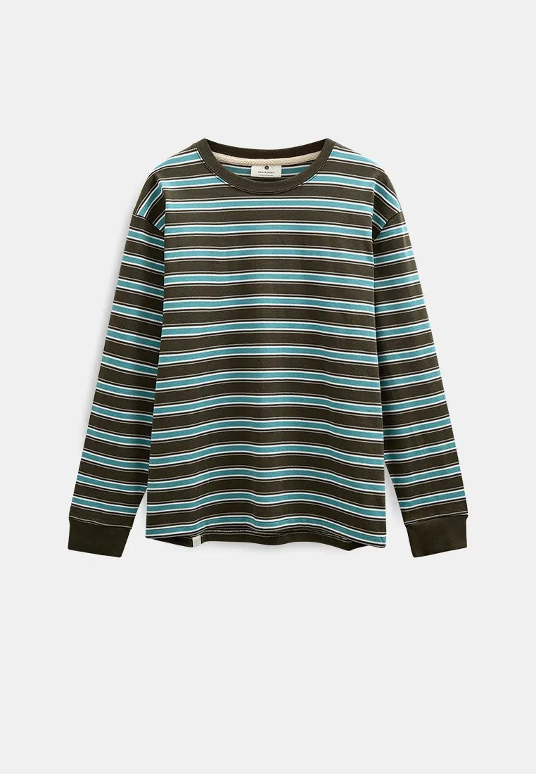 AKVILLADS STRIPE L/S TEE - Forest night sold by anerkjendt