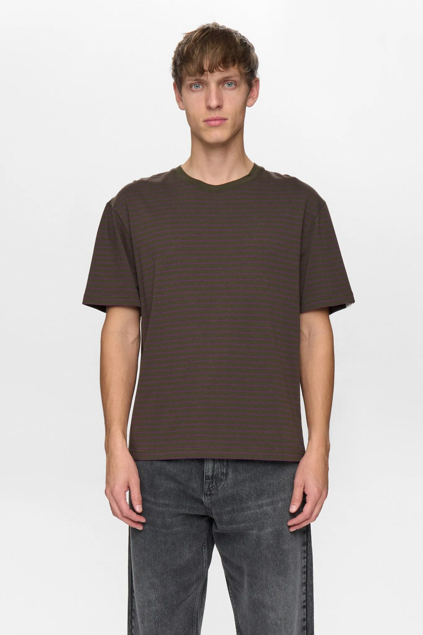AKVILLADS STRIPE S/S TEE - Forest night sold by anerkjendt product image thumbnail 4