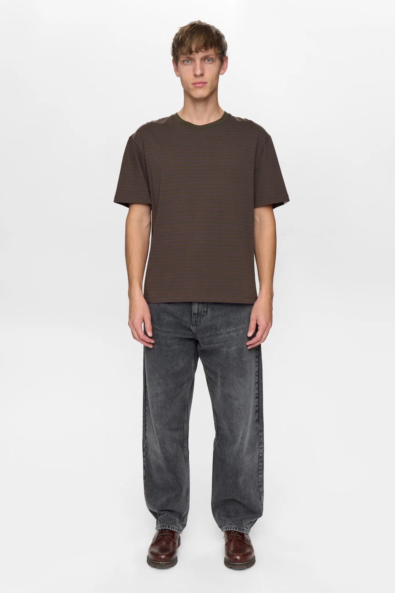 AKVILLADS STRIPE S/S TEE - Forest night sold by anerkjendt product image thumbnail 5