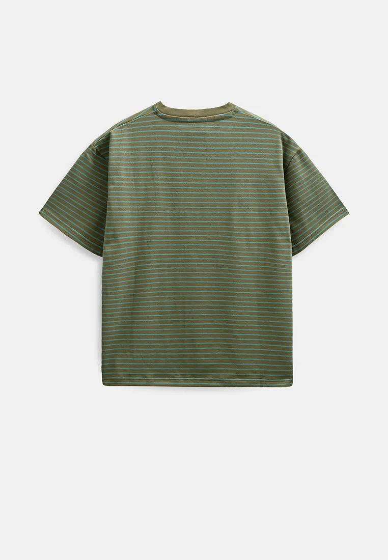 AKVILLADS STRIPE S/S TEE - Forest night sold by anerkjendt product image thumbnail 3