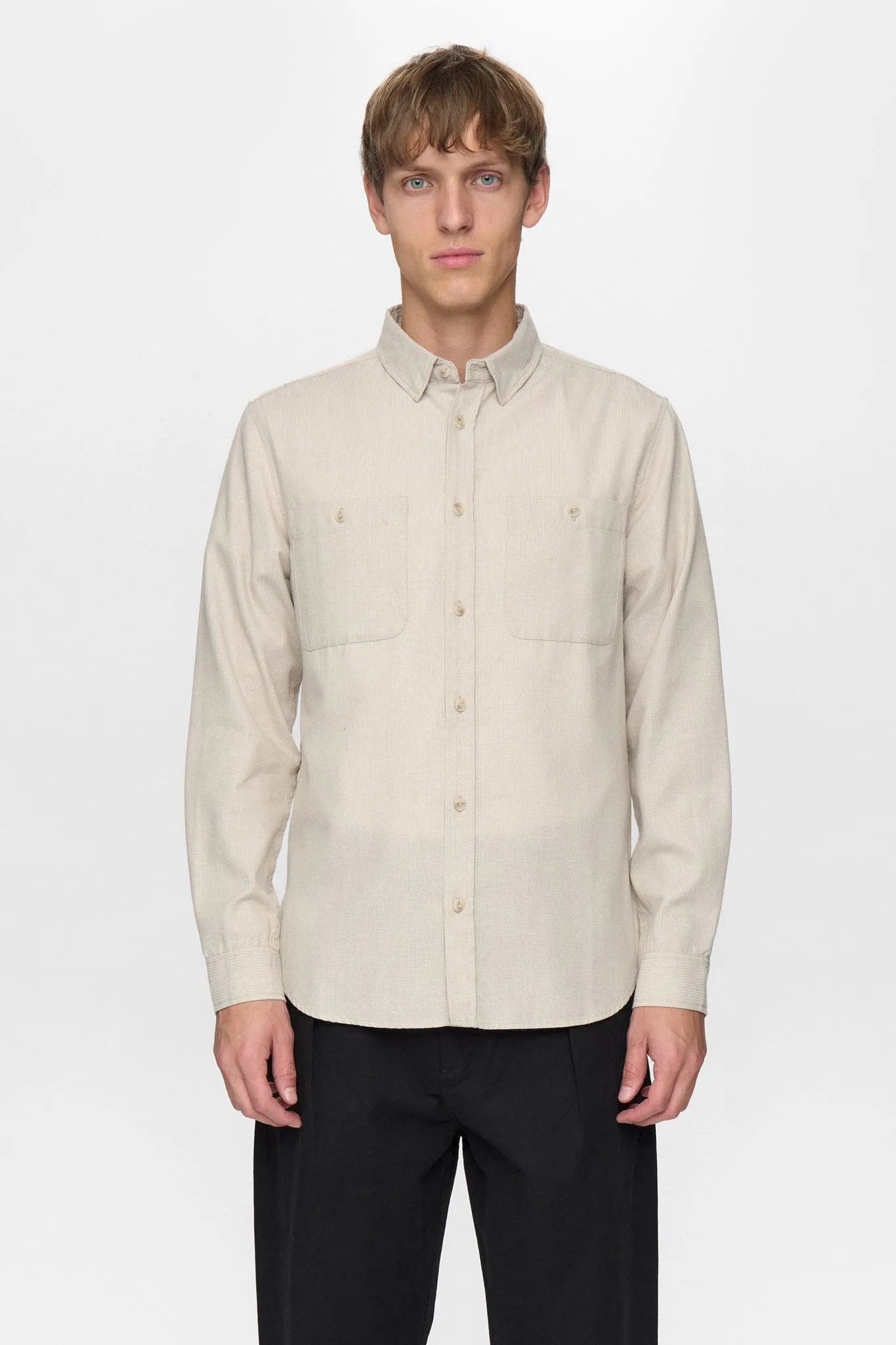 AKLEIF SMALL STRIPE L/S SHIRT - Tofu sold by anerkjendt product image thumbnail 4