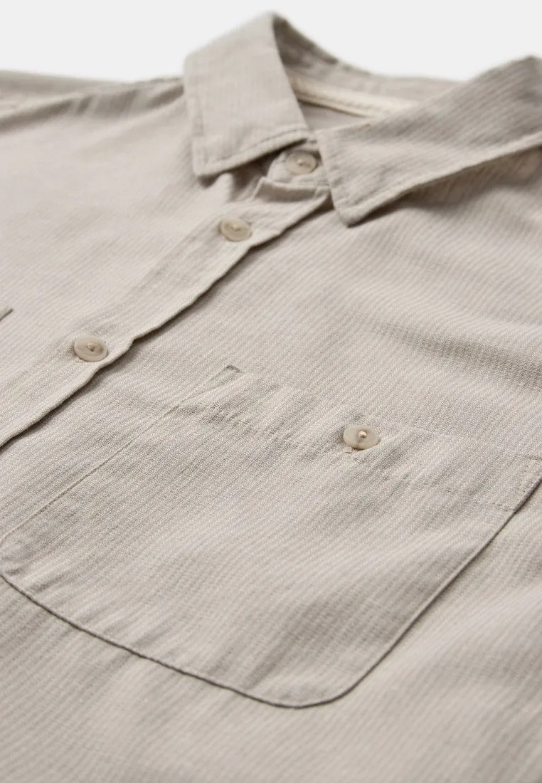 AKLEIF SMALL STRIPE L/S SHIRT - Tofu sold by anerkjendt product image thumbnail 2