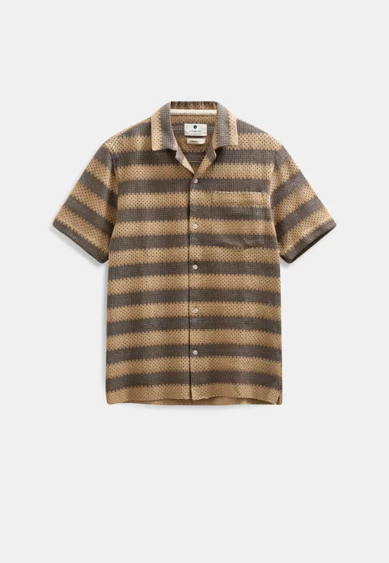 AKLEANDER STRIPE LACE SS SHIRT - Teak sold by anerkjendt