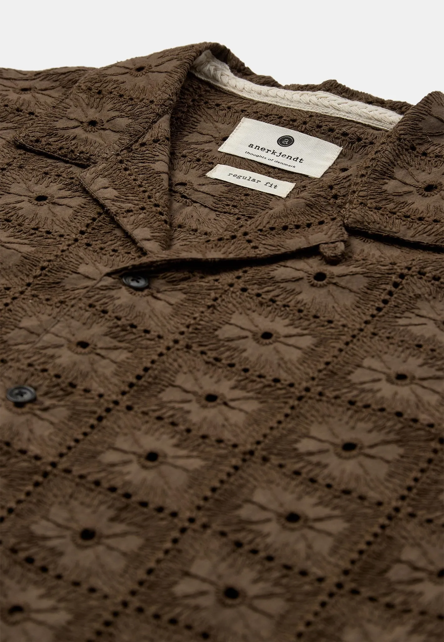AKLEANDER LACE EMB SS SHIRT - Teak sold by anerkjendt product image thumbnail 2