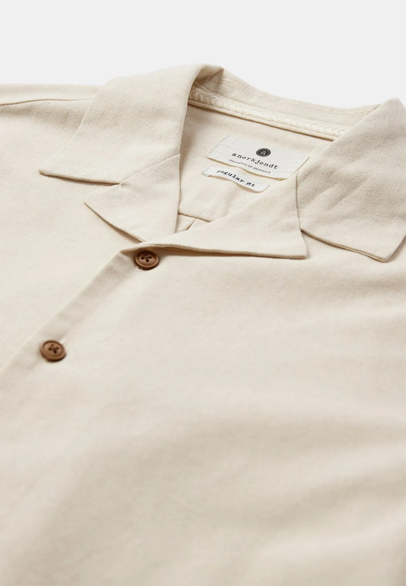 AKLEO COT/LINEN/VIS S/S SHIRT - Brown rice melange sold by anerkjendt product image thumbnail 2