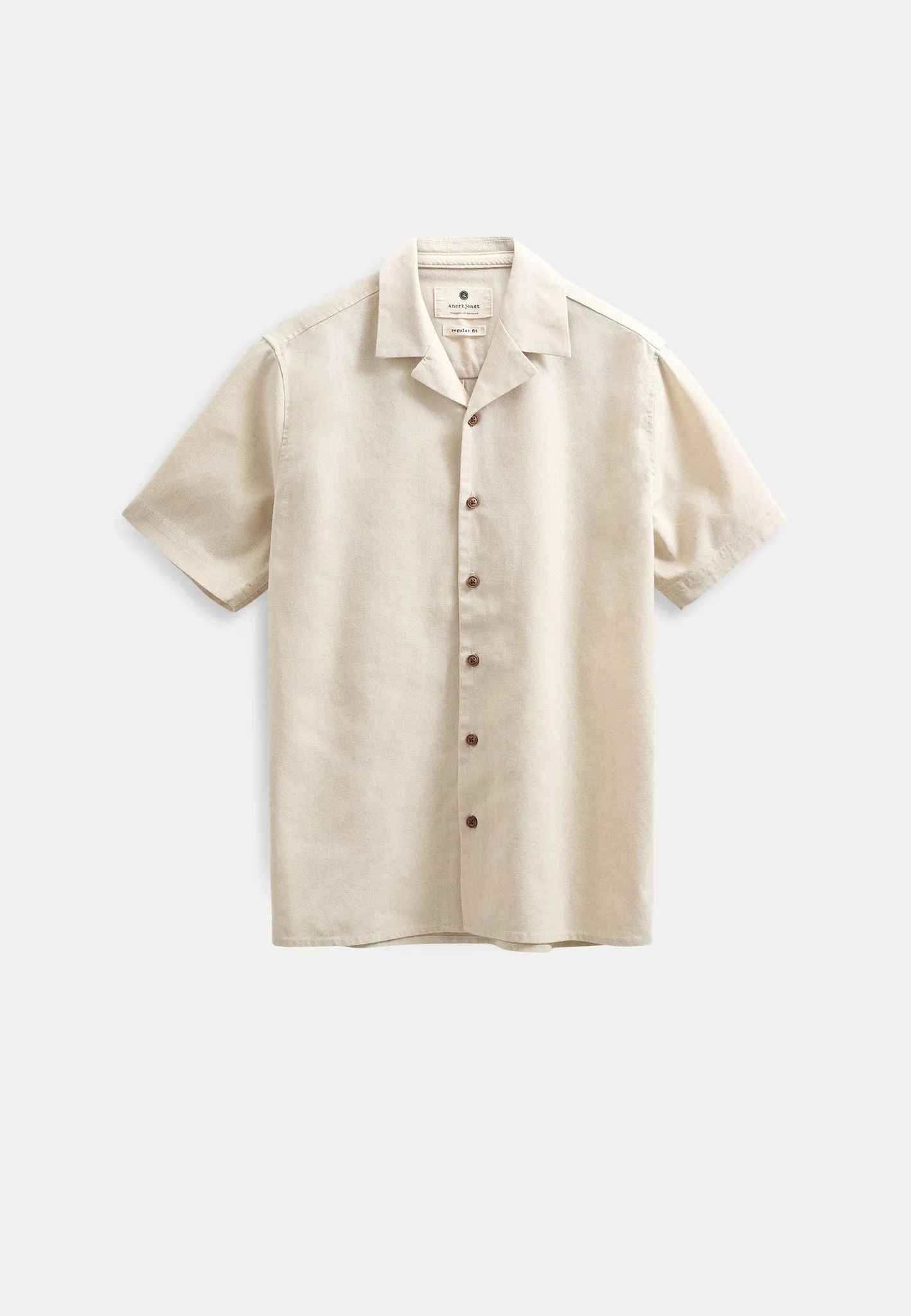 AKLEO COT/LINEN/VIS S/S SHIRT - Brown rice melange sold by anerkjendt