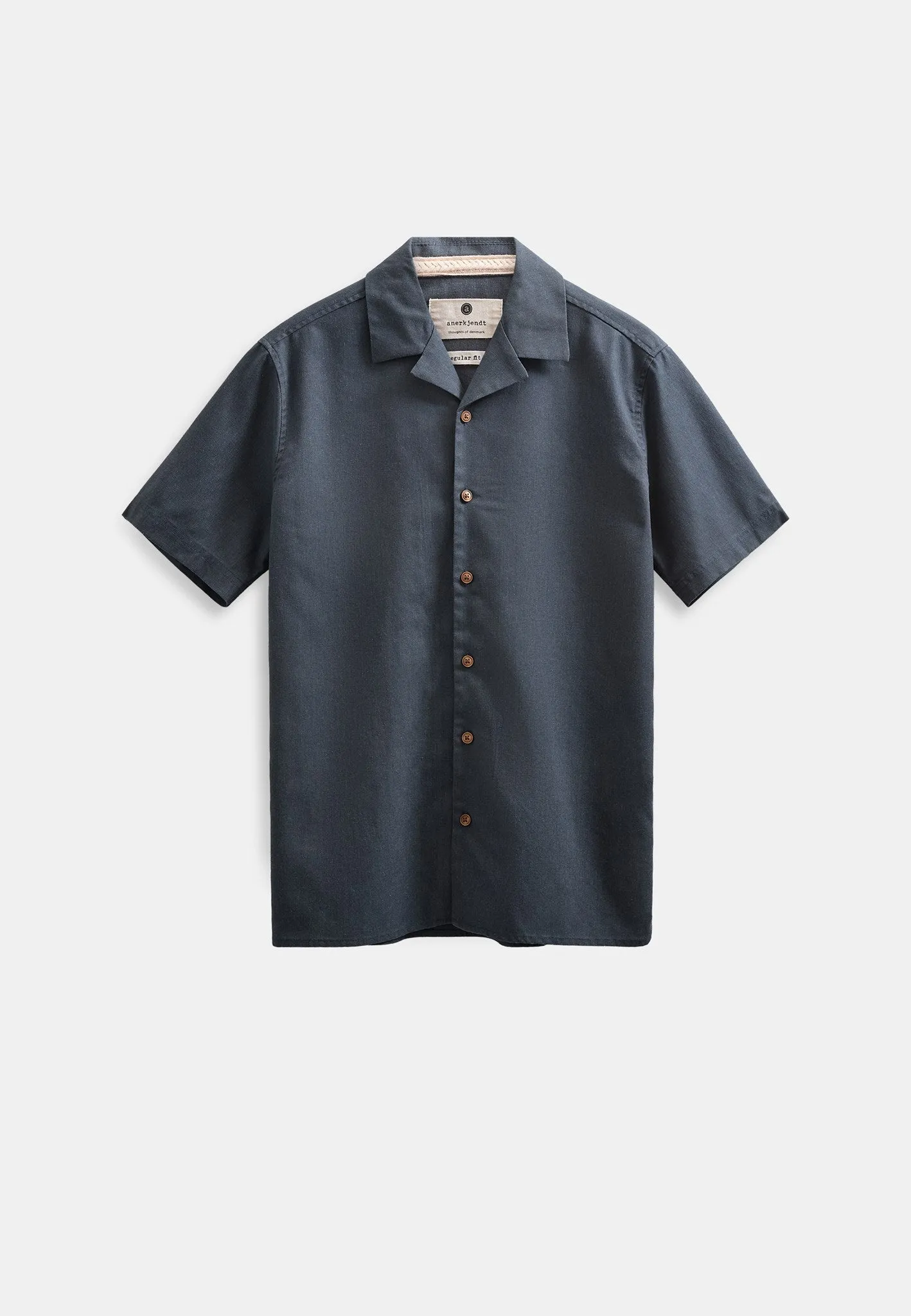 AKLEO COT/LINEN/VIS S/S SHIRT - Blue Indigo sold by anerkjendt