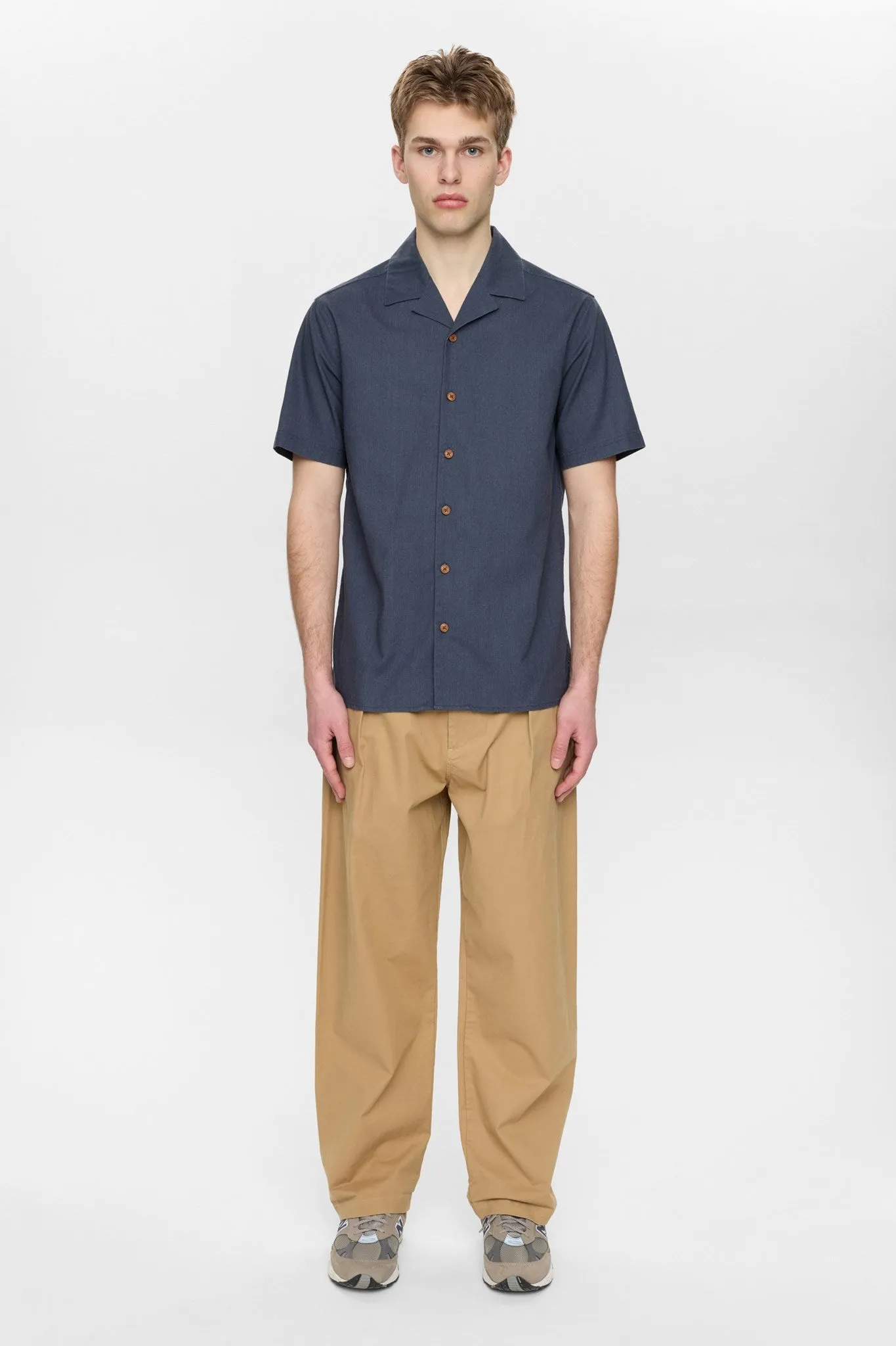 AKLEO COT/LINEN/VIS S/S SHIRT - Blue Indigo sold by anerkjendt product image thumbnail 5