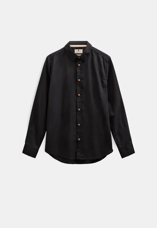 AKLEIF COT/LINEN/VIS L/S SHIRT - Caviar made by anerkjendt