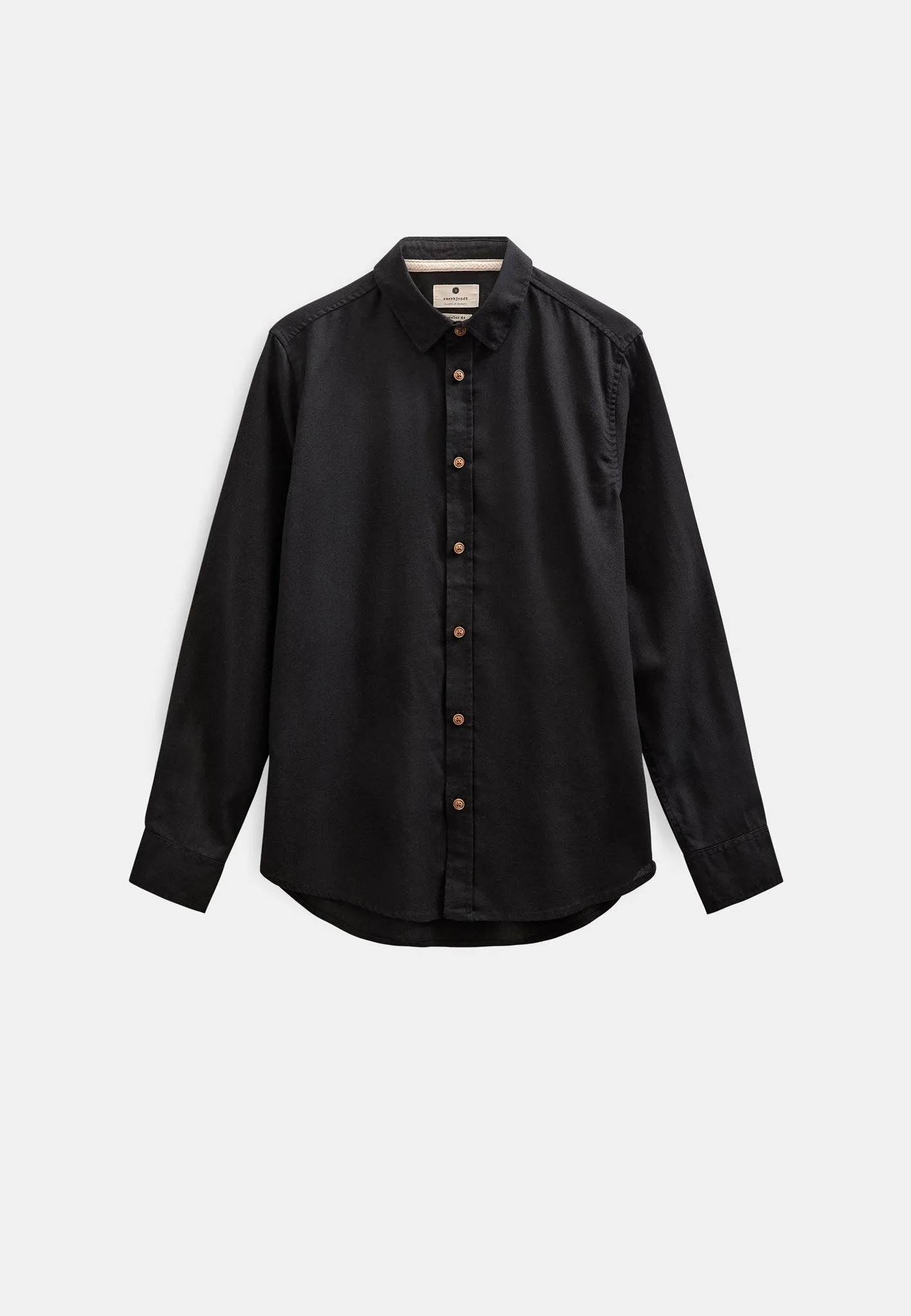 AKLEIF COT/LINEN/VIS L/S SHIRT - Caviar sold by anerkjendt