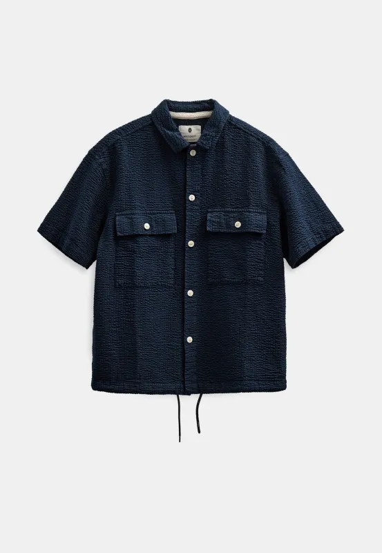 AKOTTO SEERSUCKER SS OVERSHIRT - Sky Captain made by anerkjendt