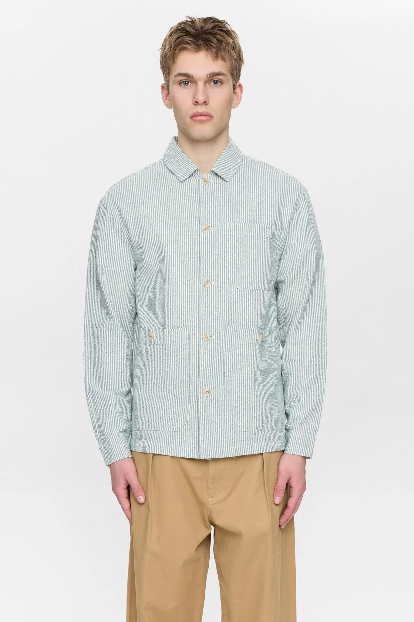 AKODIN STRIPE OVERSHIRT - Tofu sold by anerkjendt product image thumbnail 4