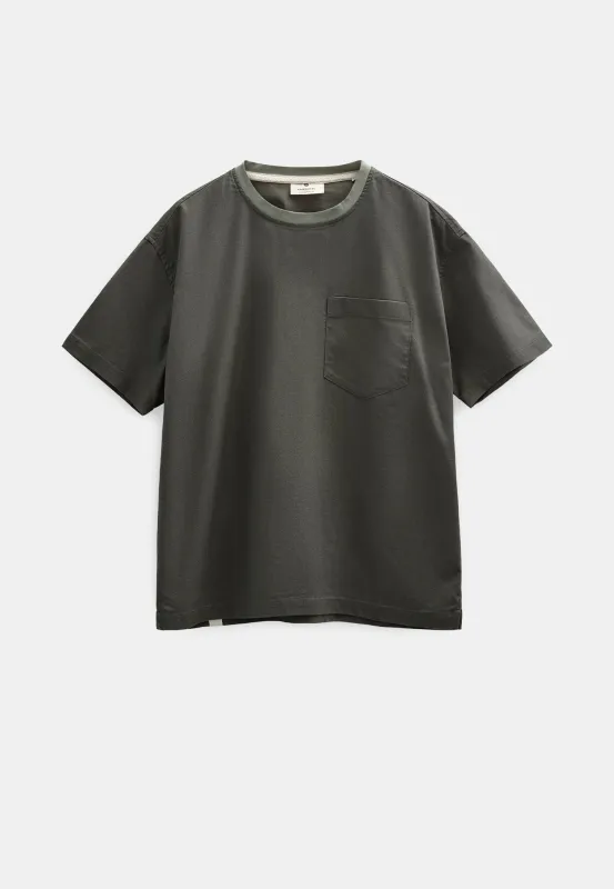 AKVILLADS COT/LIN/VIS S/S TEE - Forest night sold by anerkjendt