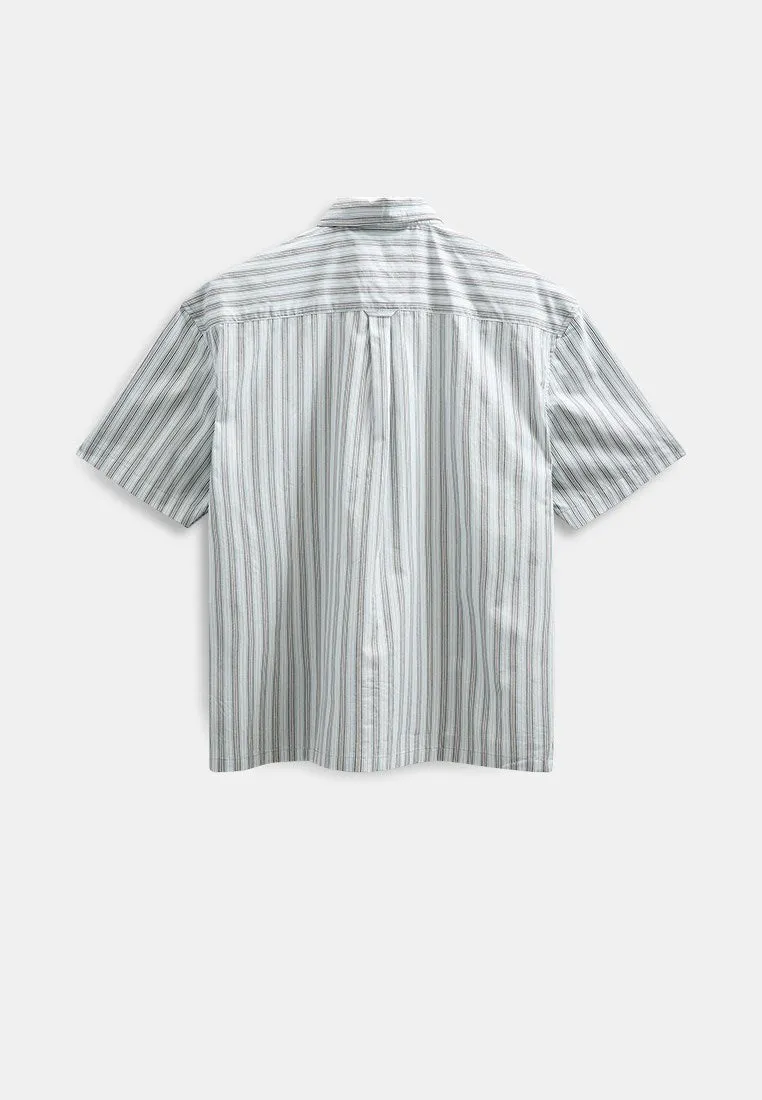 AKOTTO POPLIN STRIPE S/S SHIRT - Light Blue sold by anerkjendt product image thumbnail 3