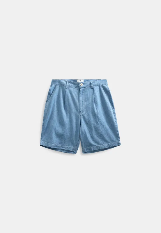 AKJAN CHAMBRAY SHORTS - Medium Blue Denim made by anerkjendt