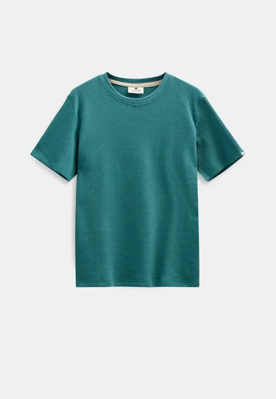 AKKIKKI S/S WAFFLE TEE - Teal made by anerkjendt