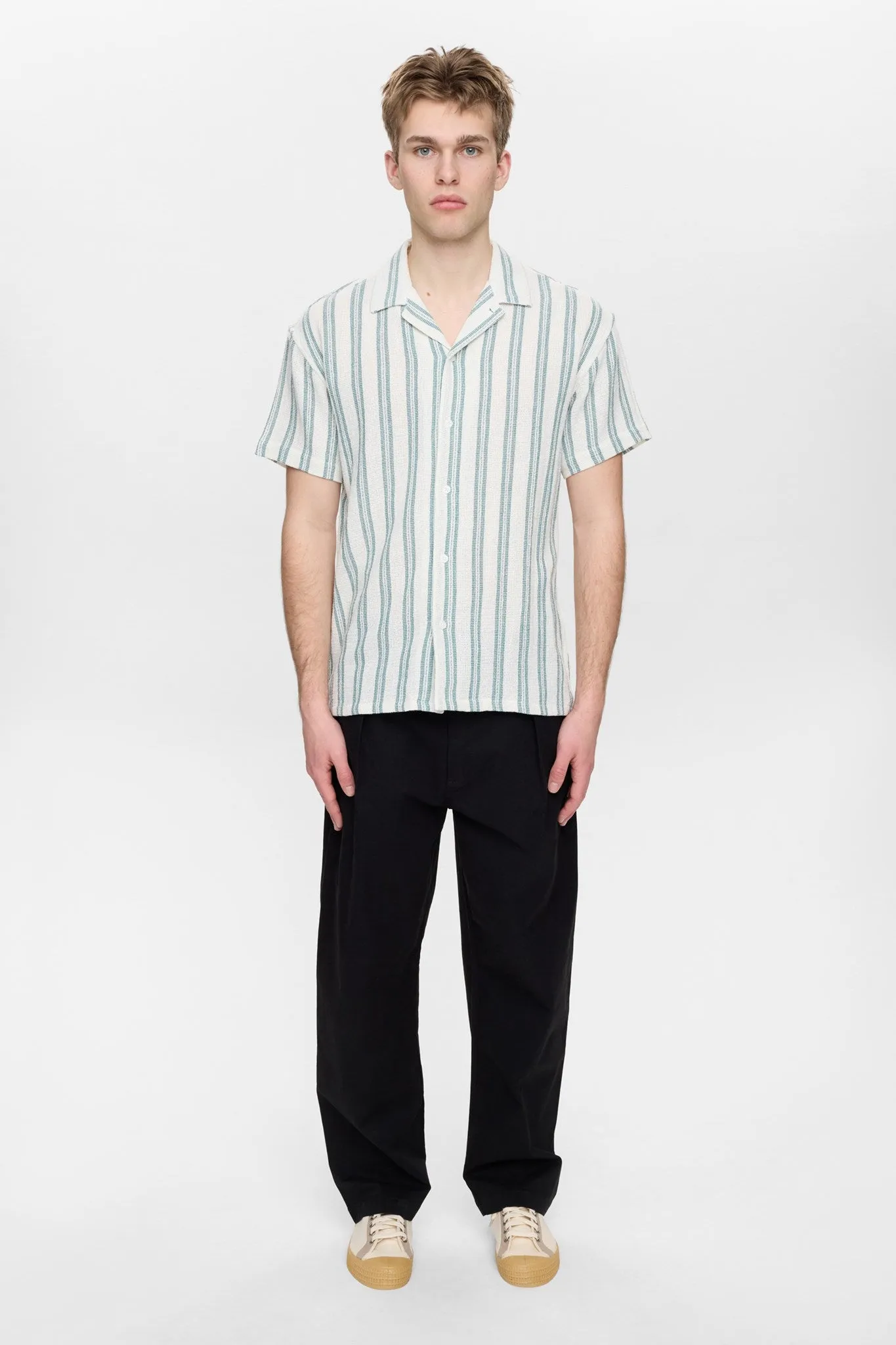 AKLEANDER STRUC STRIPE2 SS SHIRT - Tofu sold by anerkjendt product image thumbnail 5