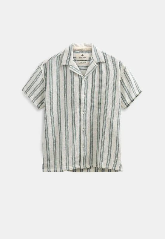 AKLEANDER STRUC STRIPE2 SS SHIRT - Tofu made by anerkjendt